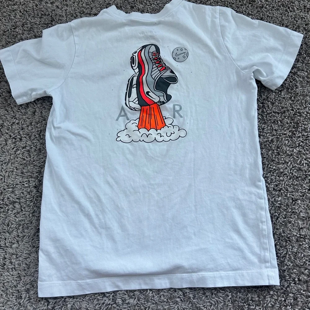 Nike Air Graphic T Shirt Kids White Short‎ Sleeve Crew Neck Cotton Size L